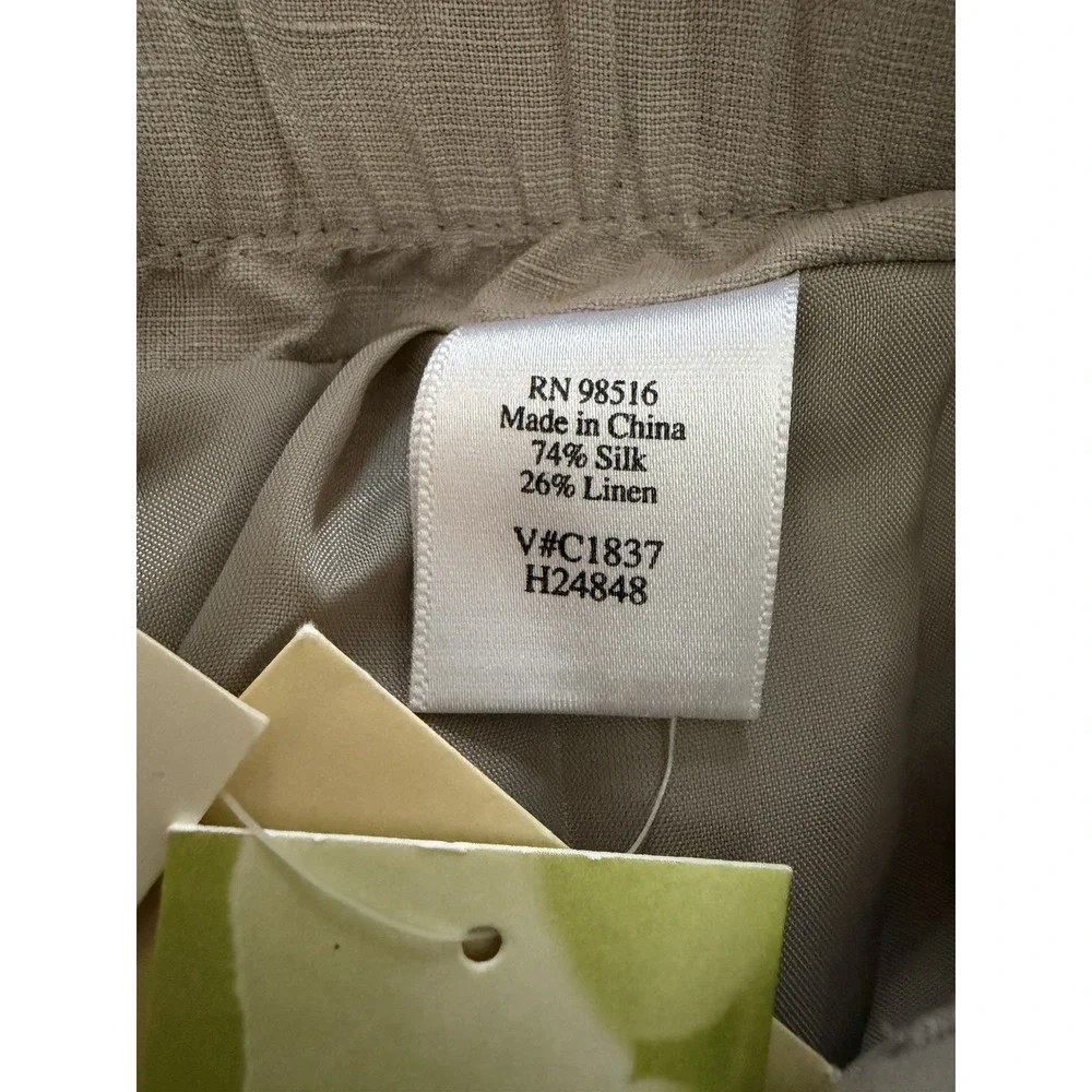 NWT Coldwater Creek Silk & Linen Wide Leg Pants Women's 12 Holly Fit Side Zip
